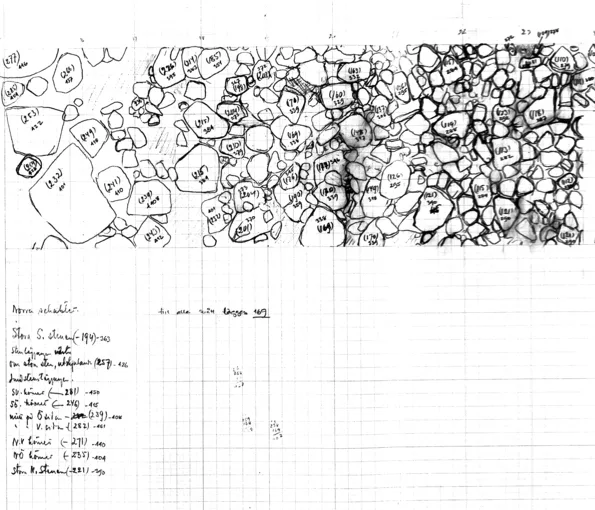 skiss av en arkeologisk utgrävningsplats