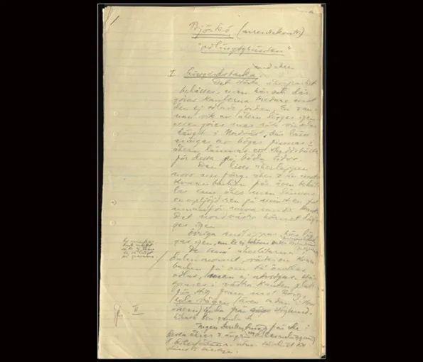 papper med kursiv text