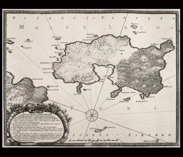 Gammal karta av en ö