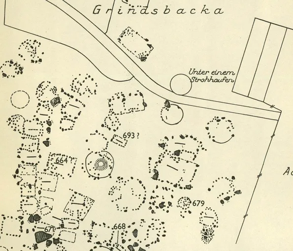 karta över arkeologisk utgrävningplats