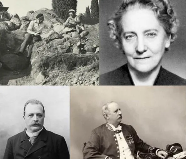 Kollage med svartvita porträtt på historiska personer