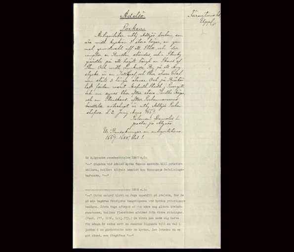 Gammalt dokument med text