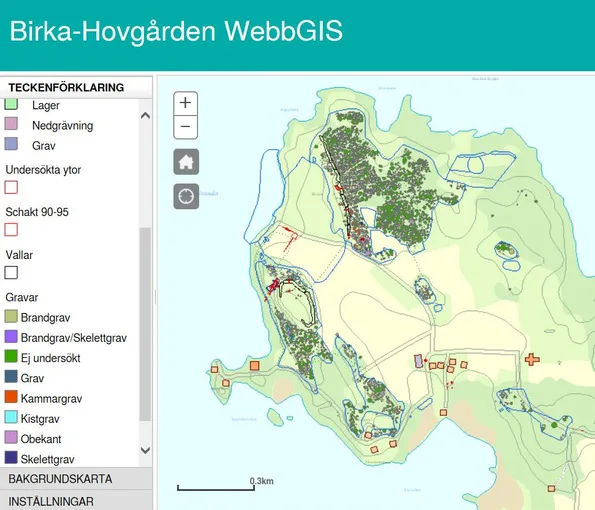 Digital karta över utgrävningsplatser