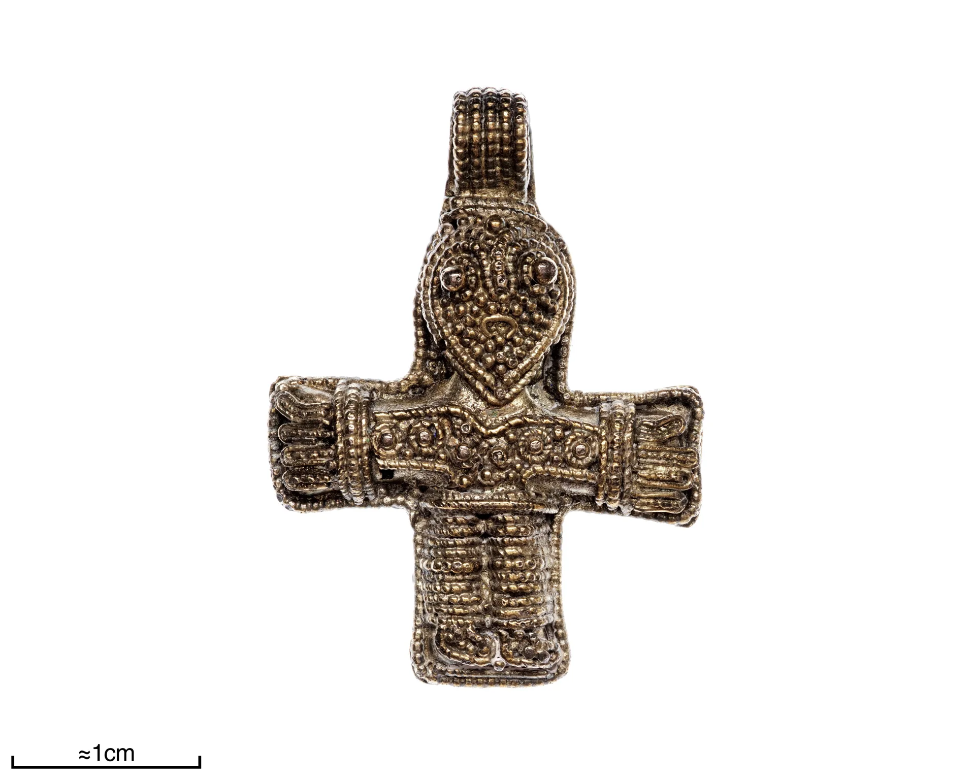 Ett krucifix med ett gestaltat ansikte